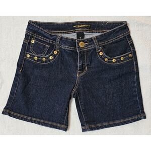 Southpole Vintage 90s - Y2K Mid-Rise Dark Wash Zipper Studded Pocket Short SZ 5